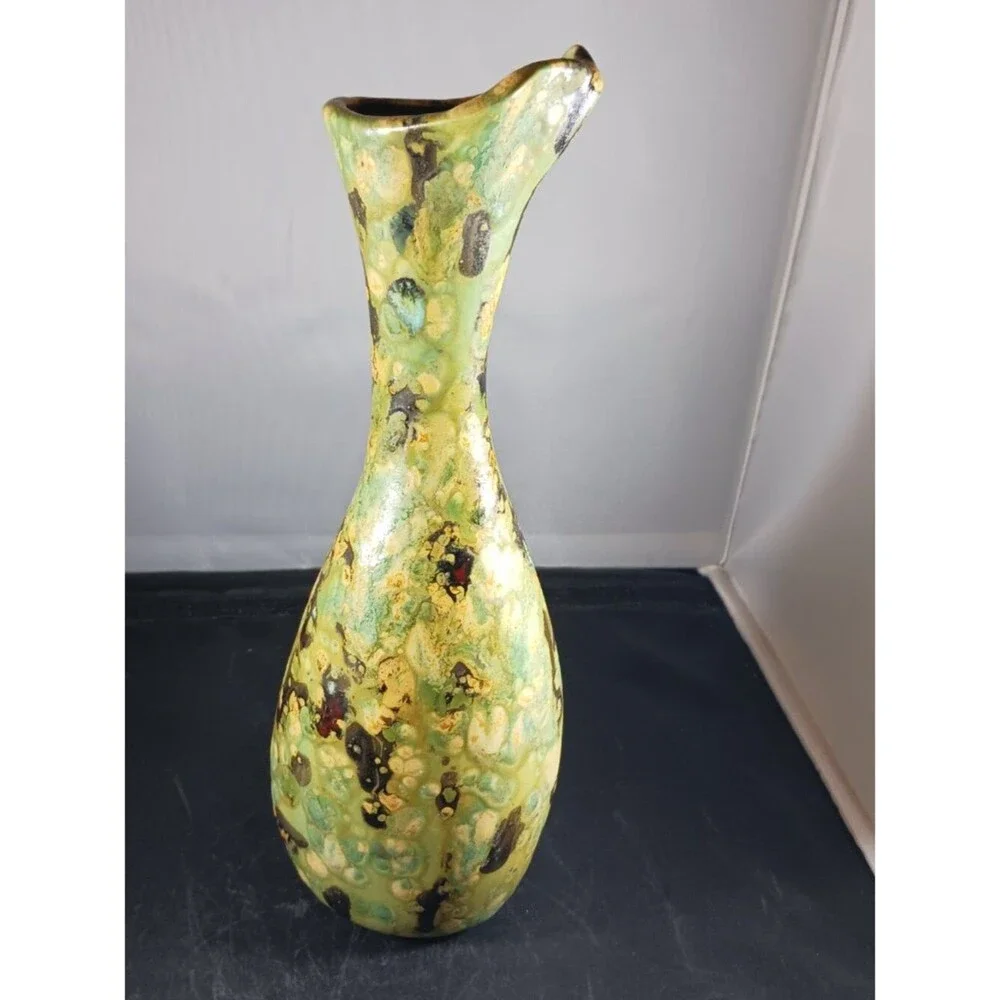 Vintage MCM Multicolor Handmade Pottery Vase